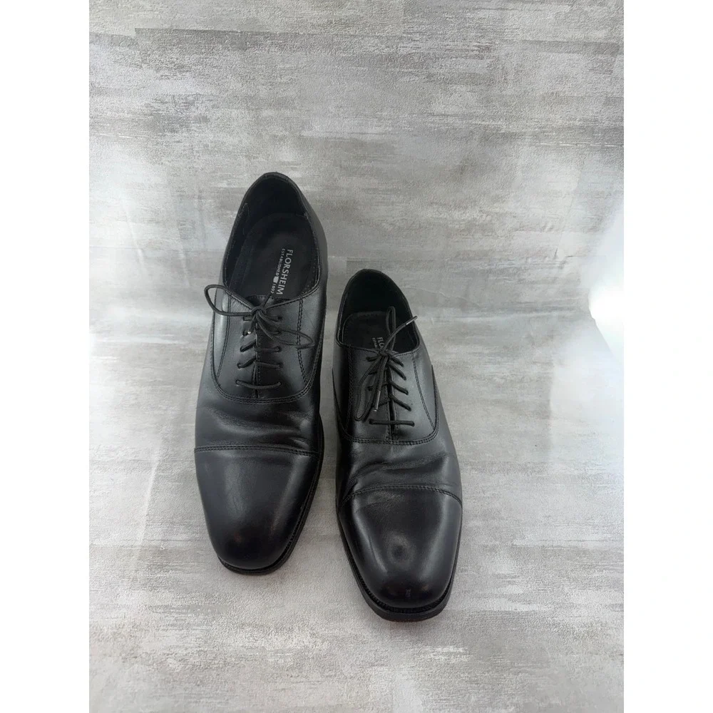 Florsheim Men Black Leather Cap Toe Oxford Dress Shoes 17168-01 Size 10.5B